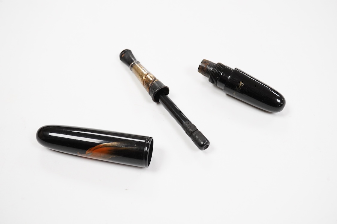 Rare Dunhill Namiki Lacquer concealed cigarette holder with goldfish design and artist's signature, made in Japan circa 1930s